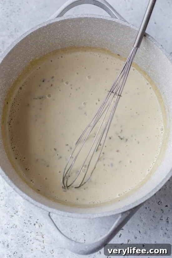 Make the creamy mushroom soup.