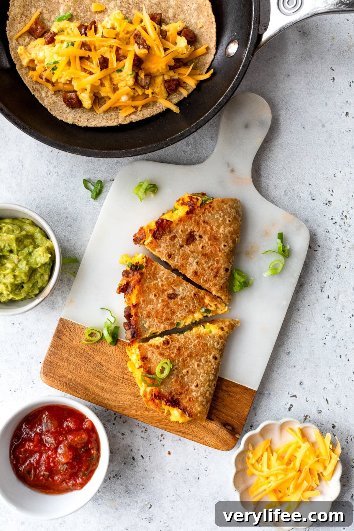 Breakfast Quesadilla Recipe with Eggs, Cheese and Crispy Bacon 2 Breakfast Quesadilla