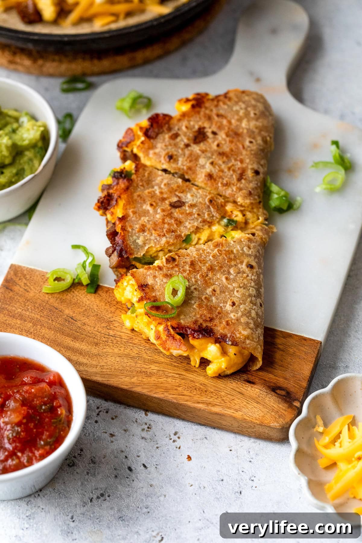 Breakfast Quesadilla Recipe with Eggs, Cheese and Crispy Bacon 12 Breakfast Quesadilla