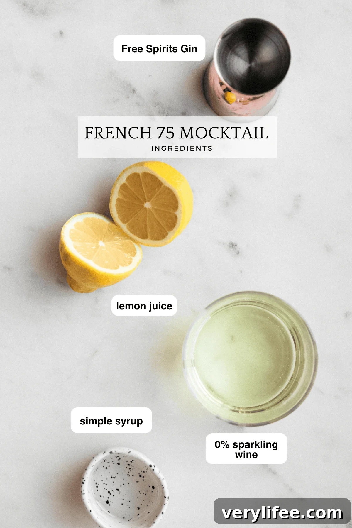 French 75 Mocktail ingredients