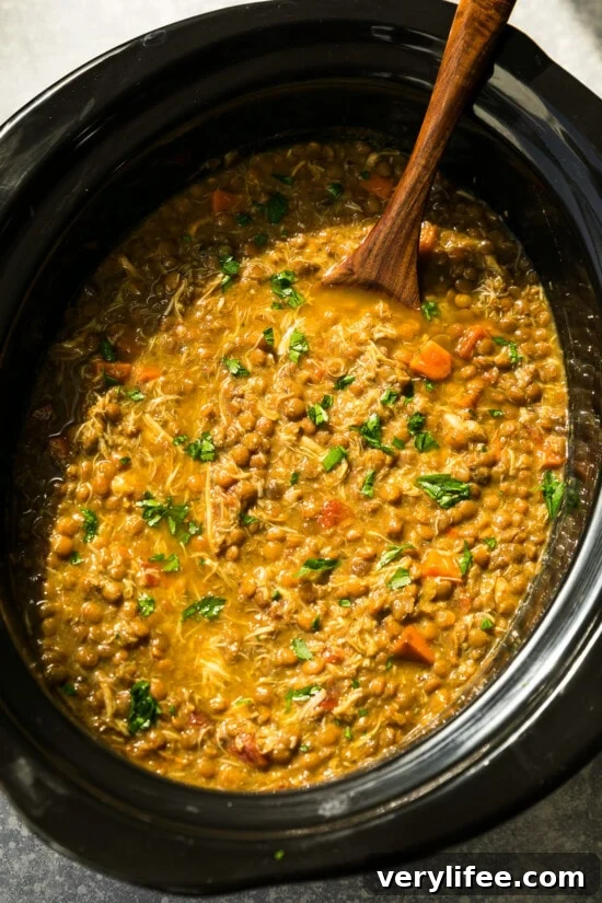Slow Cooker Chicken and Lentil Soup