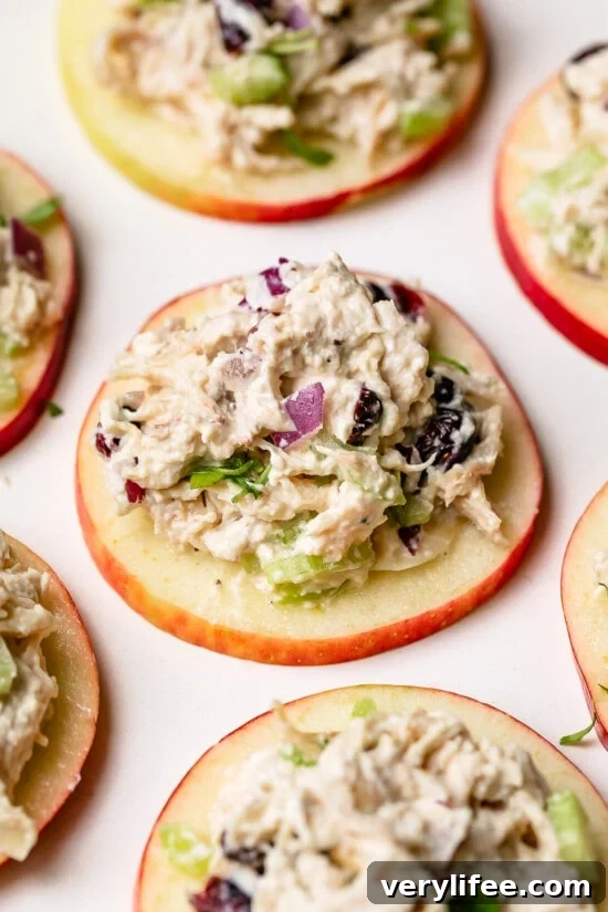 Cranberry Chicken Salad on Apple Slices