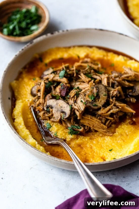 Crock Pot Pork Roast with Mushrooms and Polenta
