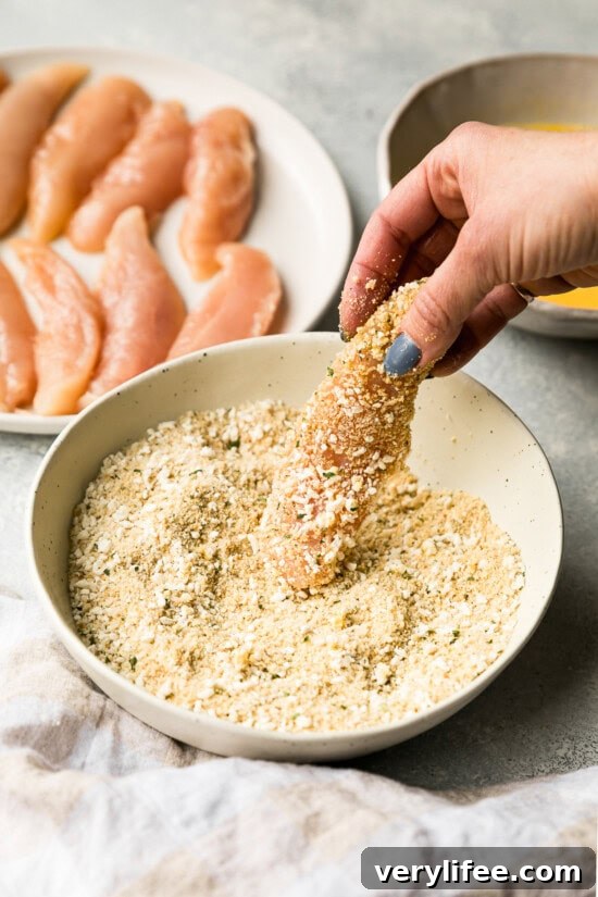 dip tenderloin in breadcrumbs