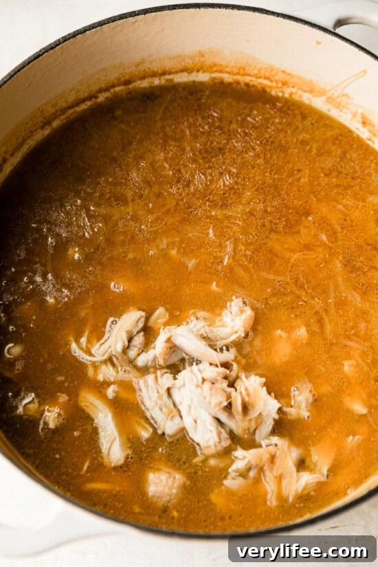simmer soup with chicken