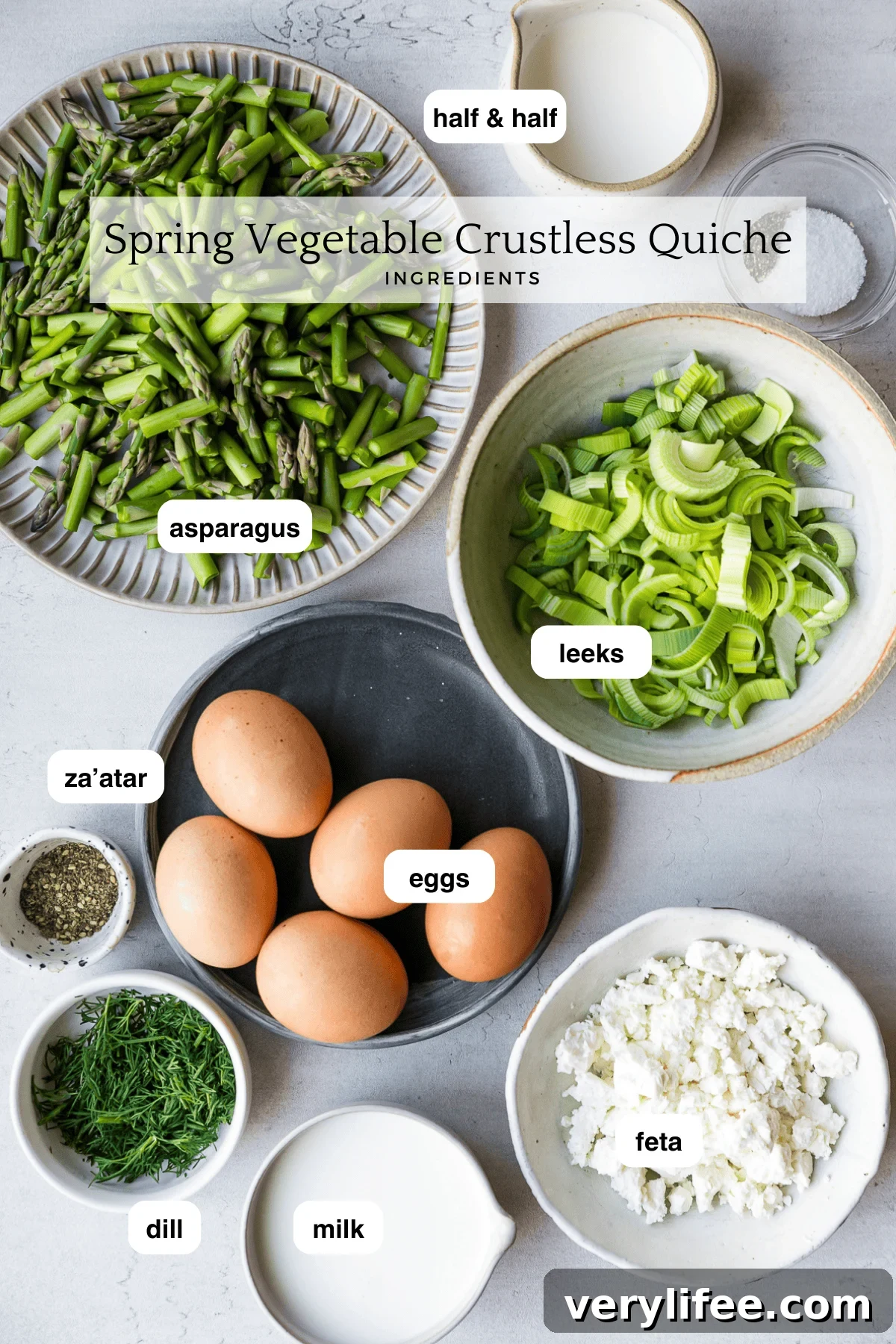 Spring Crustless Quiche ingredients