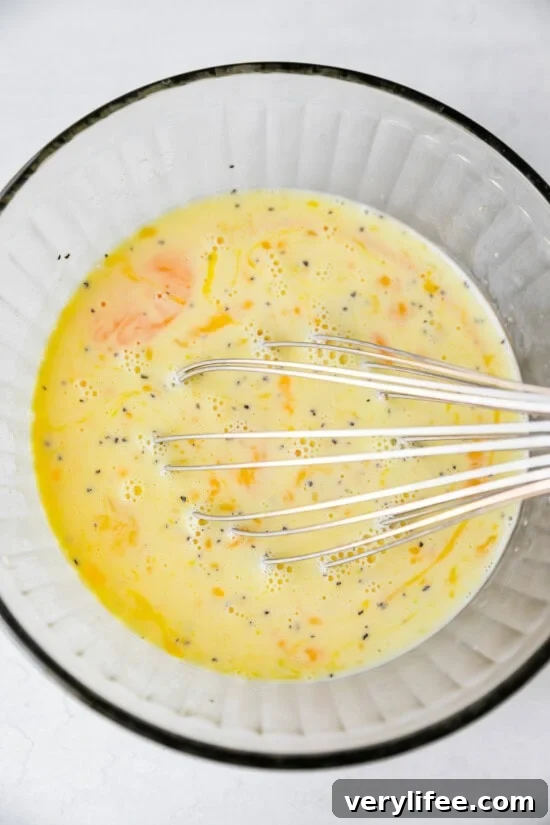 beat the eggs, milk and cream