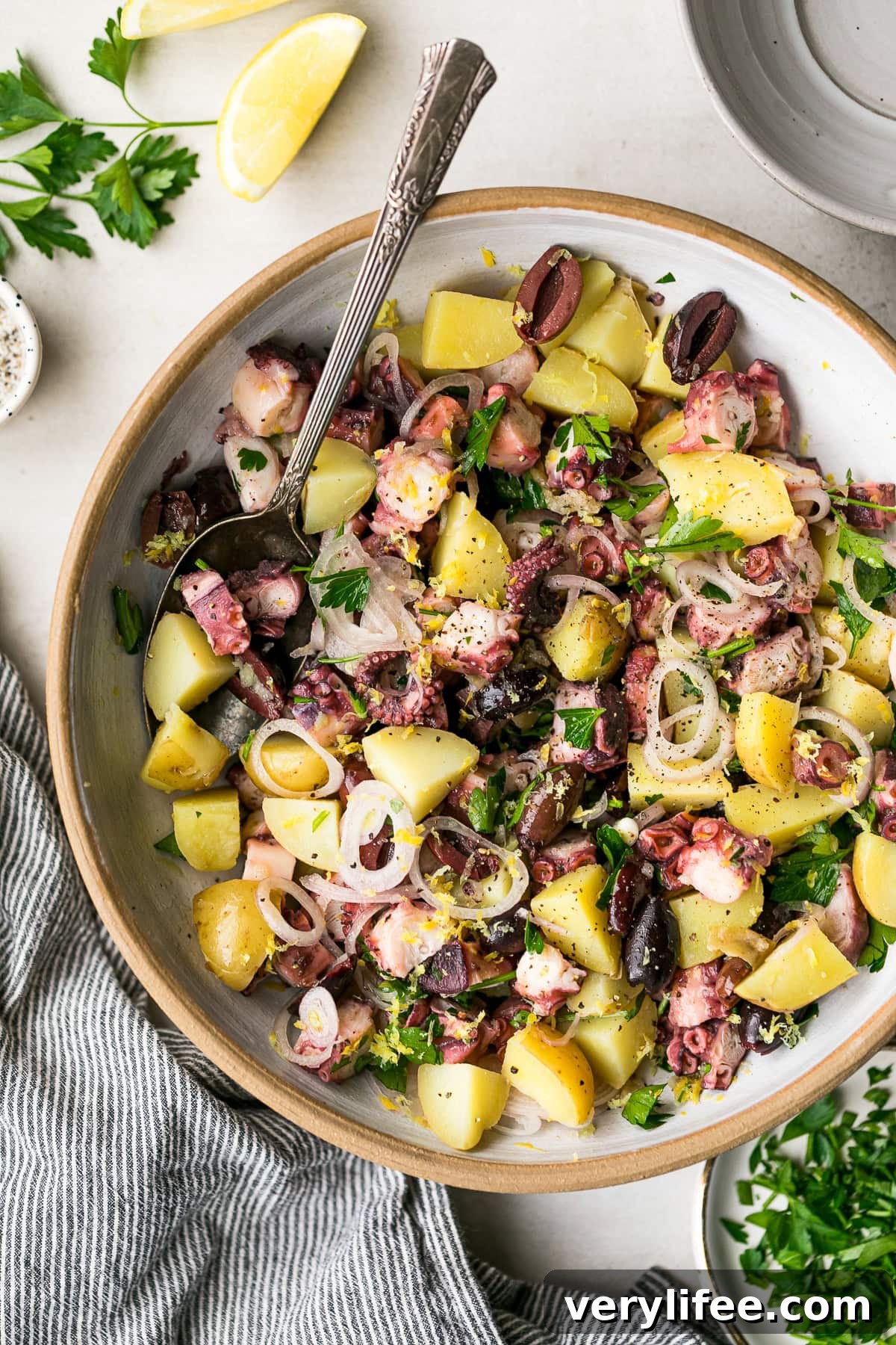 Zesty Mediterranean Octopus Salad with Lemon and Herbs 2 Octopus Potato Salad