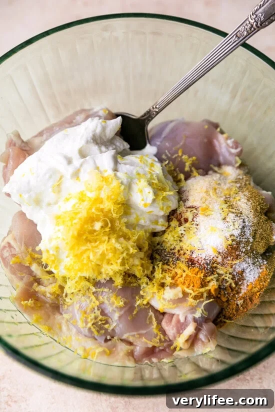 chicken thighs marinated with yogurt and spices
