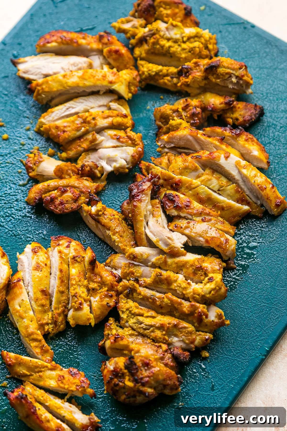 slice the chicken thighs