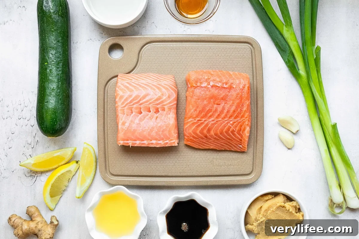 Grilled Miso-Glazed Salmon Skewers with Zucchini & Scallions 4 miso salmon ingredients