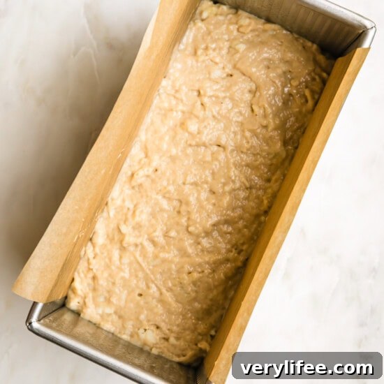 banana bread loaf in pan