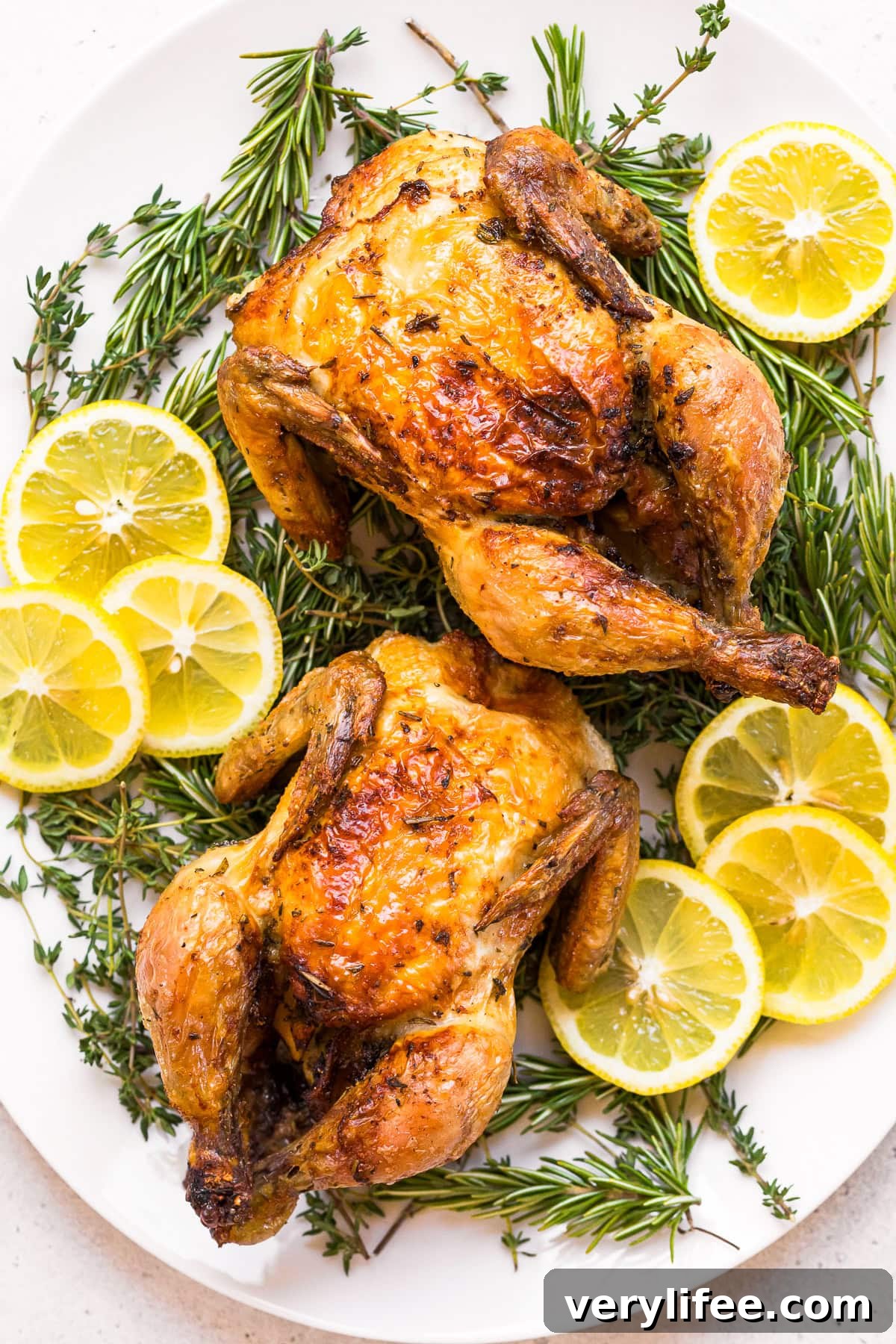 Air Fryer Cornish Hen on a platter