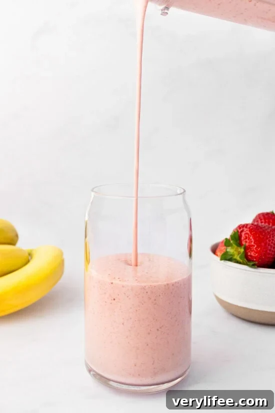 Strawberry Banana Smoothie in a glass