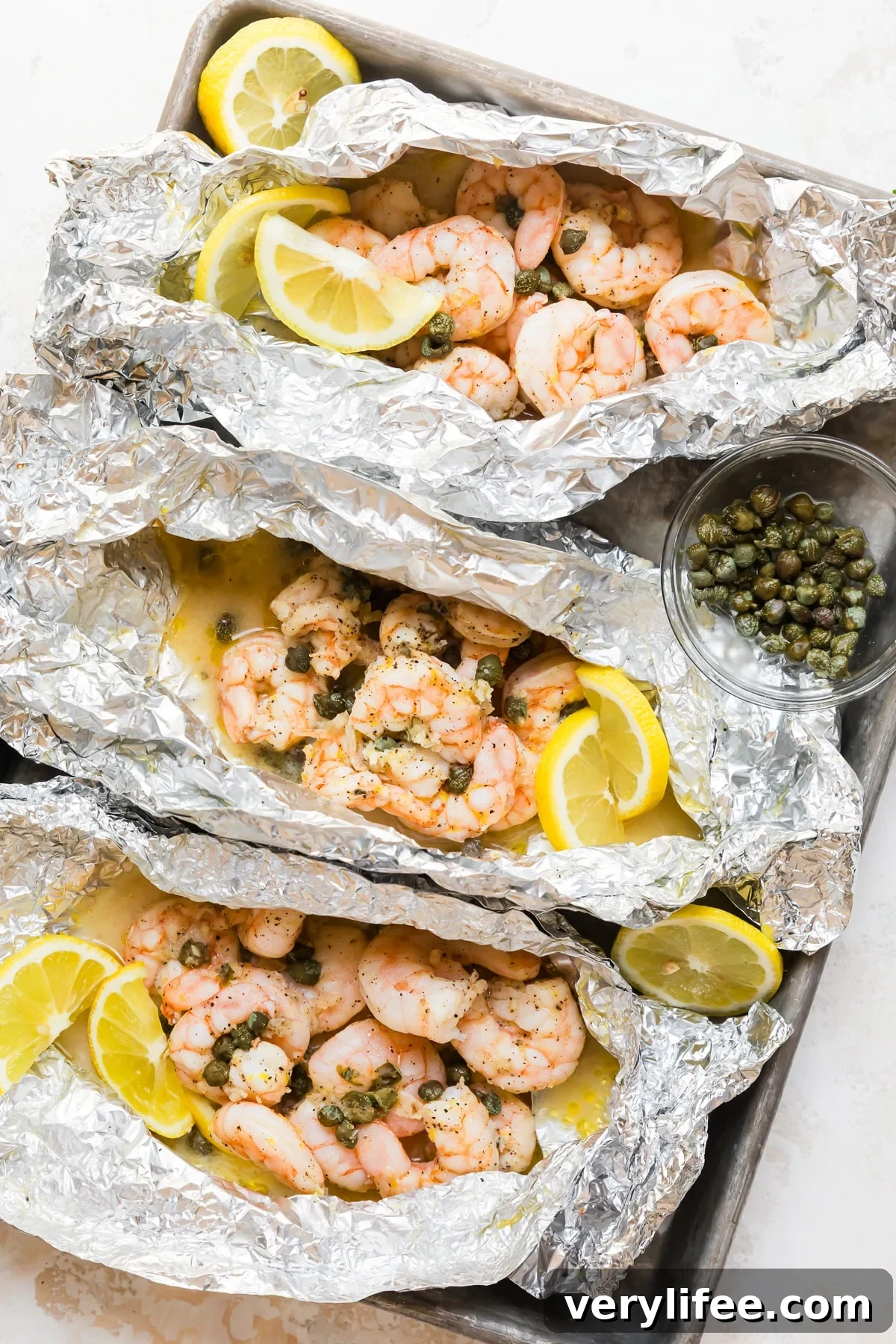 Shrimp Piccata in Foil