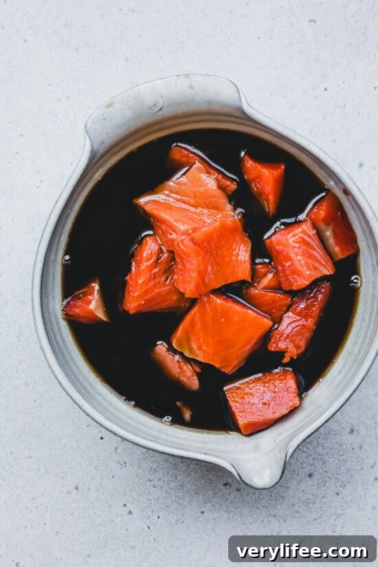Crispy Teriyaki Salmon Bowl Recipe: Air Fryer or Oven 5 Marinate the salmon