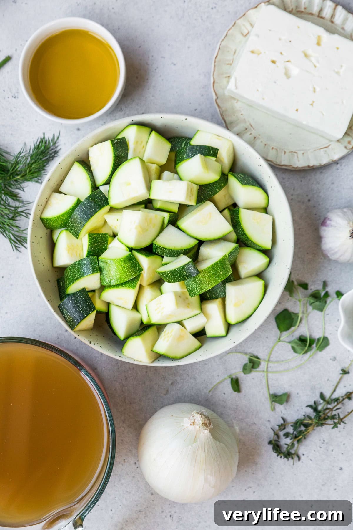 Creamy Roasted Zucchini Soup with Feta 5 Zucchini, Feta and Dill
