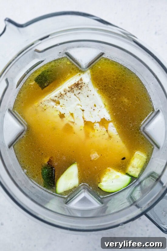 Creamy Roasted Zucchini Soup with Feta 7 blender with zucchini and feta