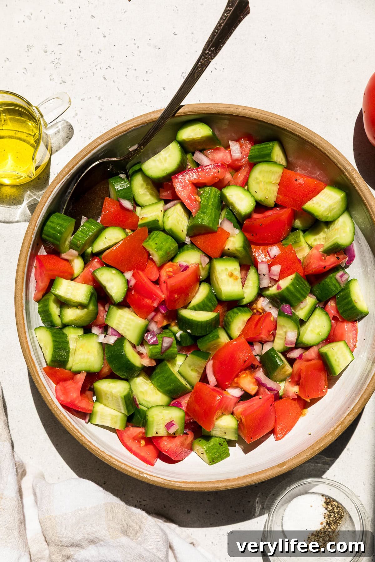 Cucumber and Tomato Salad Recipe with Fresh Basil 2 Cucumber Tomato Salad