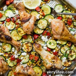 Sheet-Pan Chicken Drumsticks with Zucchini and Corn Recipe 12 Chicken Drumsticks with Zucchini, Bell Peppers and Corn