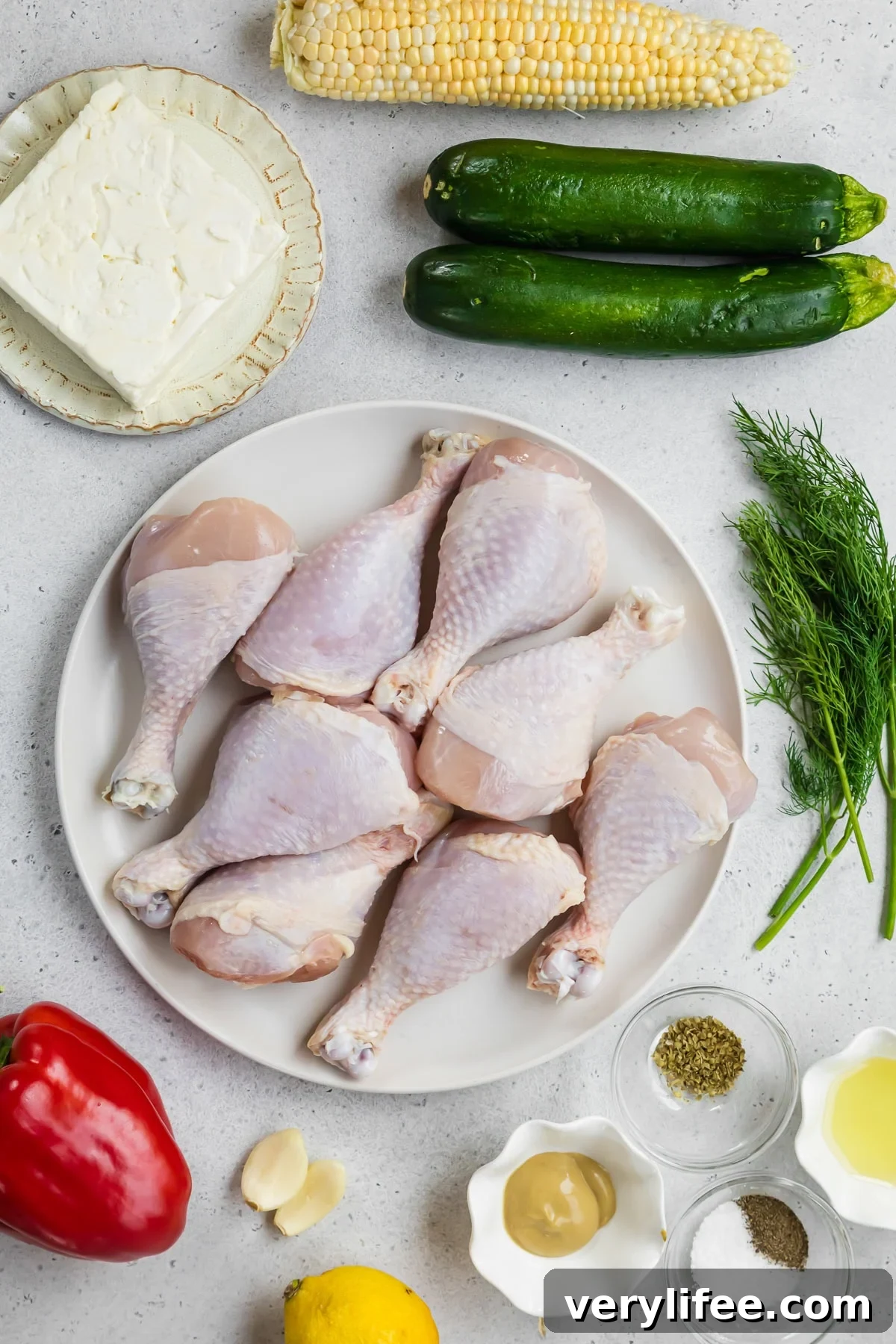 Sheet-Pan Chicken Drumsticks with Zucchini and Corn Recipe 5 Chicken Drumsticks with Zucchini, Bell Pepper and Corn