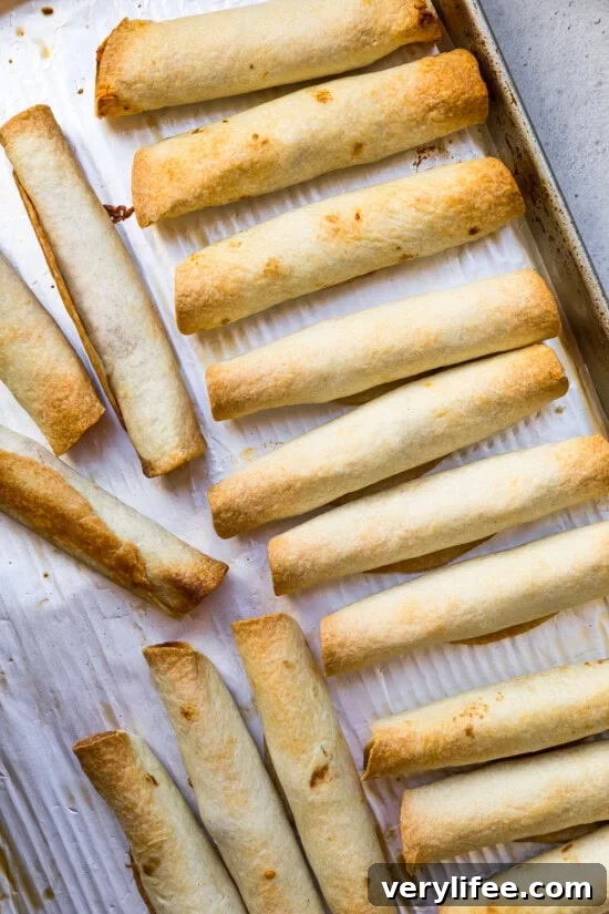 Crispy Chicken Taquitos with Avocado Crema 8 Bake until crispy.