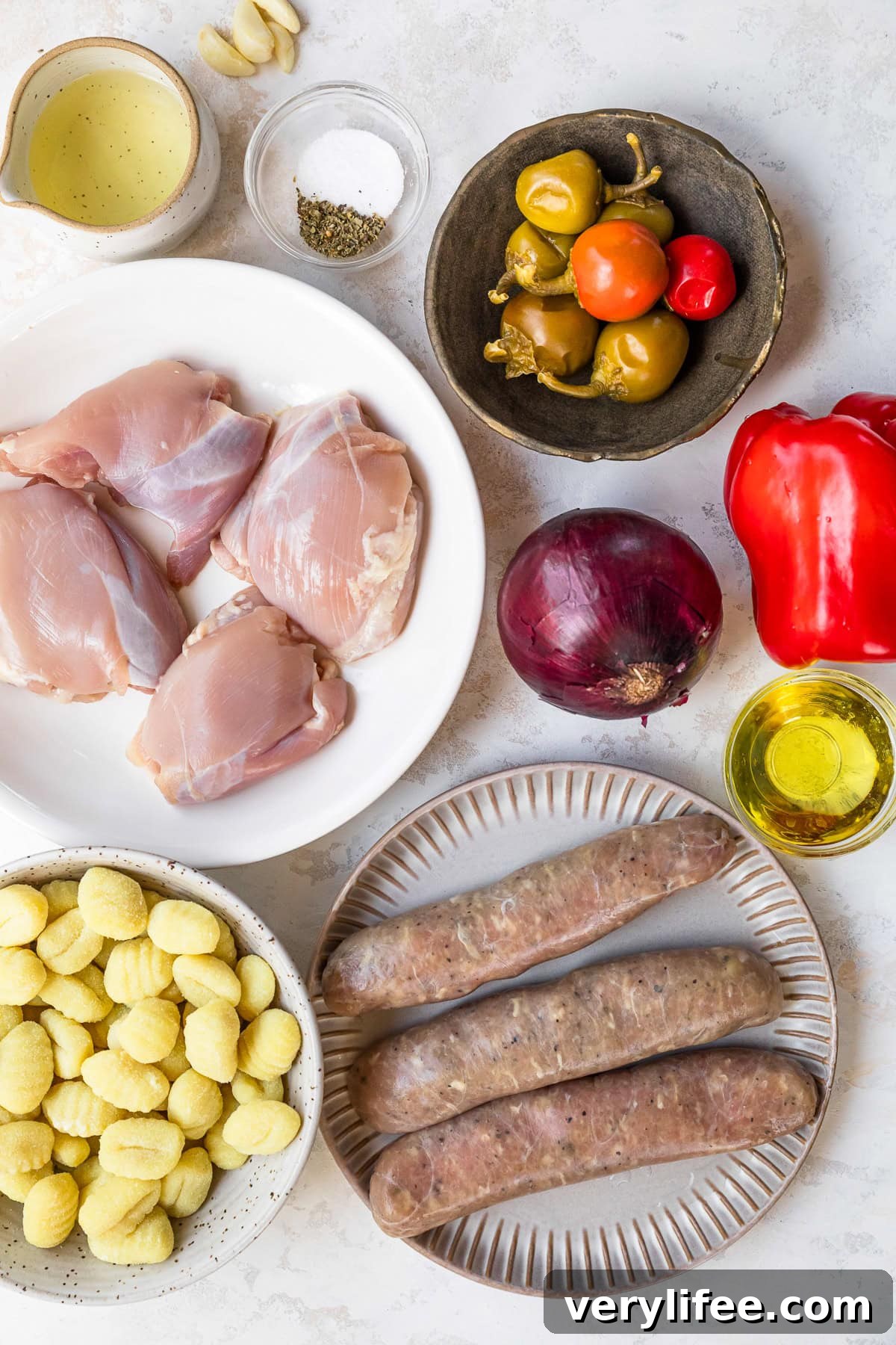 Crispy Sheet Pan Chicken Scarpariello with Peppers and Olives 4 Sheet Pan Chicken Scarpariello ingredients