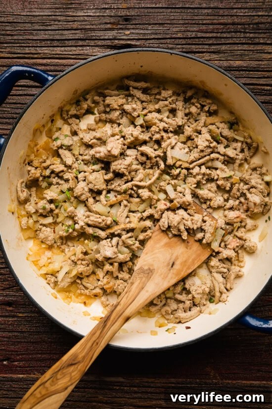 Creamy Pumpkin Lasagna Skillet 6 brown the turkey in a deep skillet