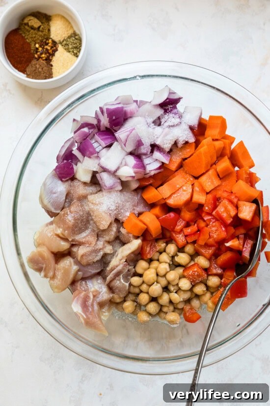 Place everything in a bowl and season.