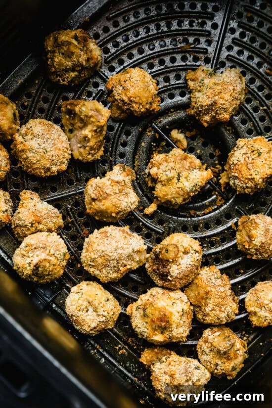 Air fry mushrooms 375°F 8 to 10 minutes
