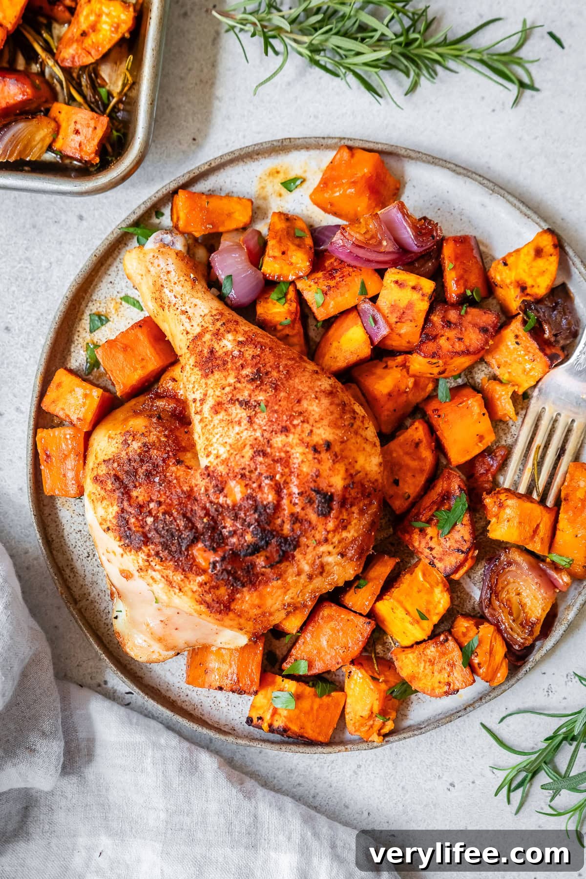 Spatchcock Chicken with Sweet Potatoes