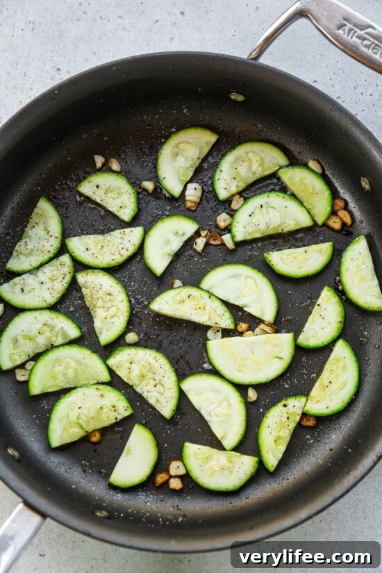 Oven-Roasted Parmesan Zucchini 7 Add zucchini and cook until golden