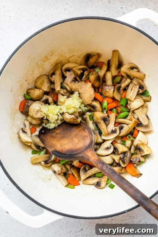 Saute the vegetables