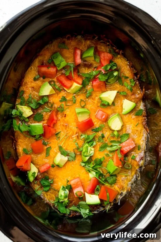 Crockpot Cheesy Taco Dip Recipe 10 Add toppings when ready to eat