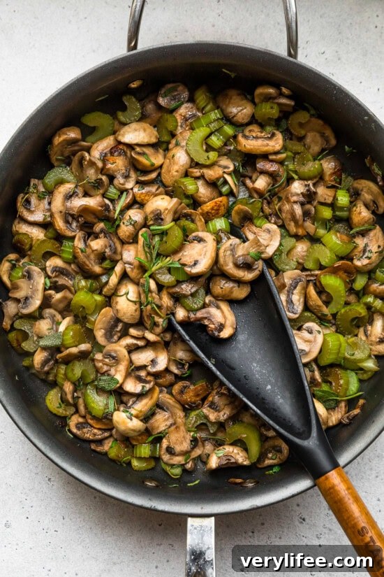 Saute mushrooms, celery and onion