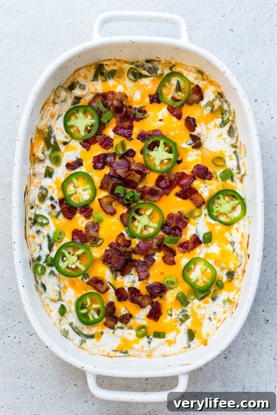 Jalapeño Popper Dip in a baking dish