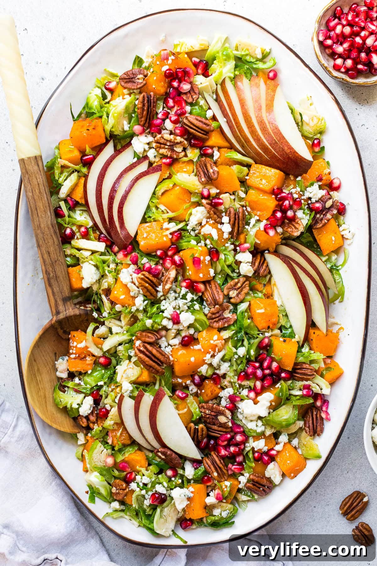Butternut Squash & Brussels Sprout Salad with Pears, Maple Dijon 10 Butternut Squash Salad with Brussels Sprouts and Pears