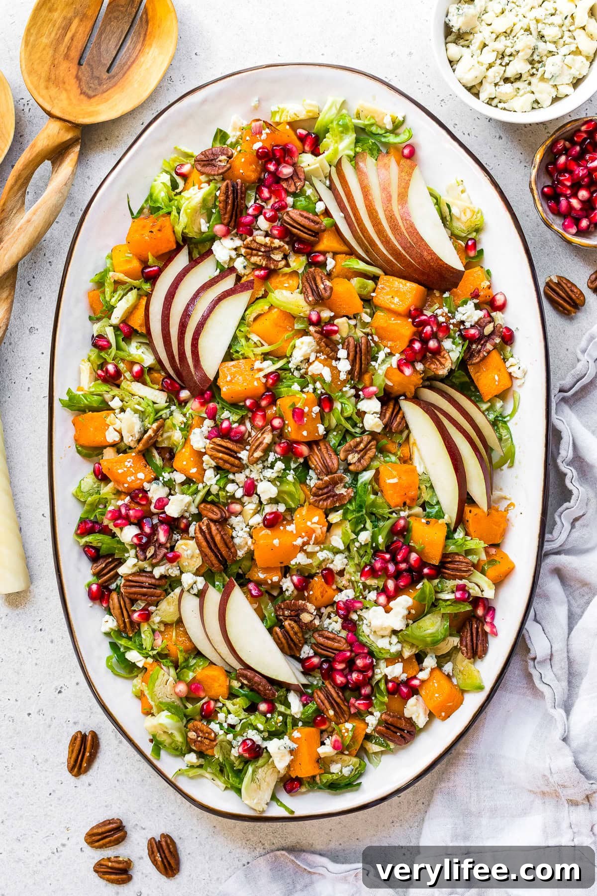 Butternut Squash & Brussels Sprout Salad with Pears, Maple Dijon 9 Butternut Squash Salad with Brussels Sprouts and Pears