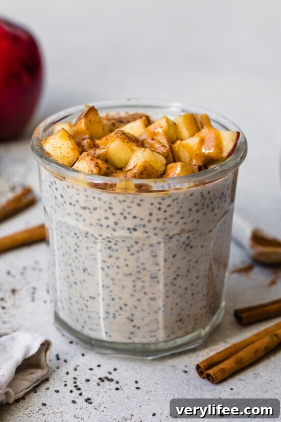 Chia Pudding with Apples and Peanut Butter