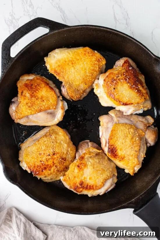 Brown the chicken skin