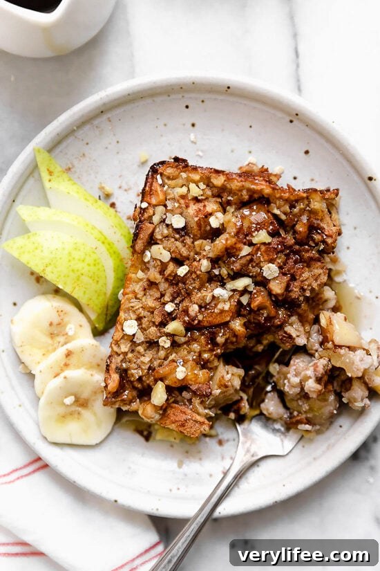 Maple-Cinnamon Banana-Pear Baked Oatmeal with Walnuts