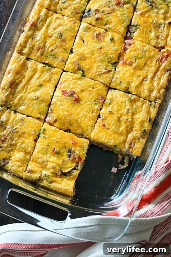 Veggie Ham and Cheese Breakfast Egg Casserole