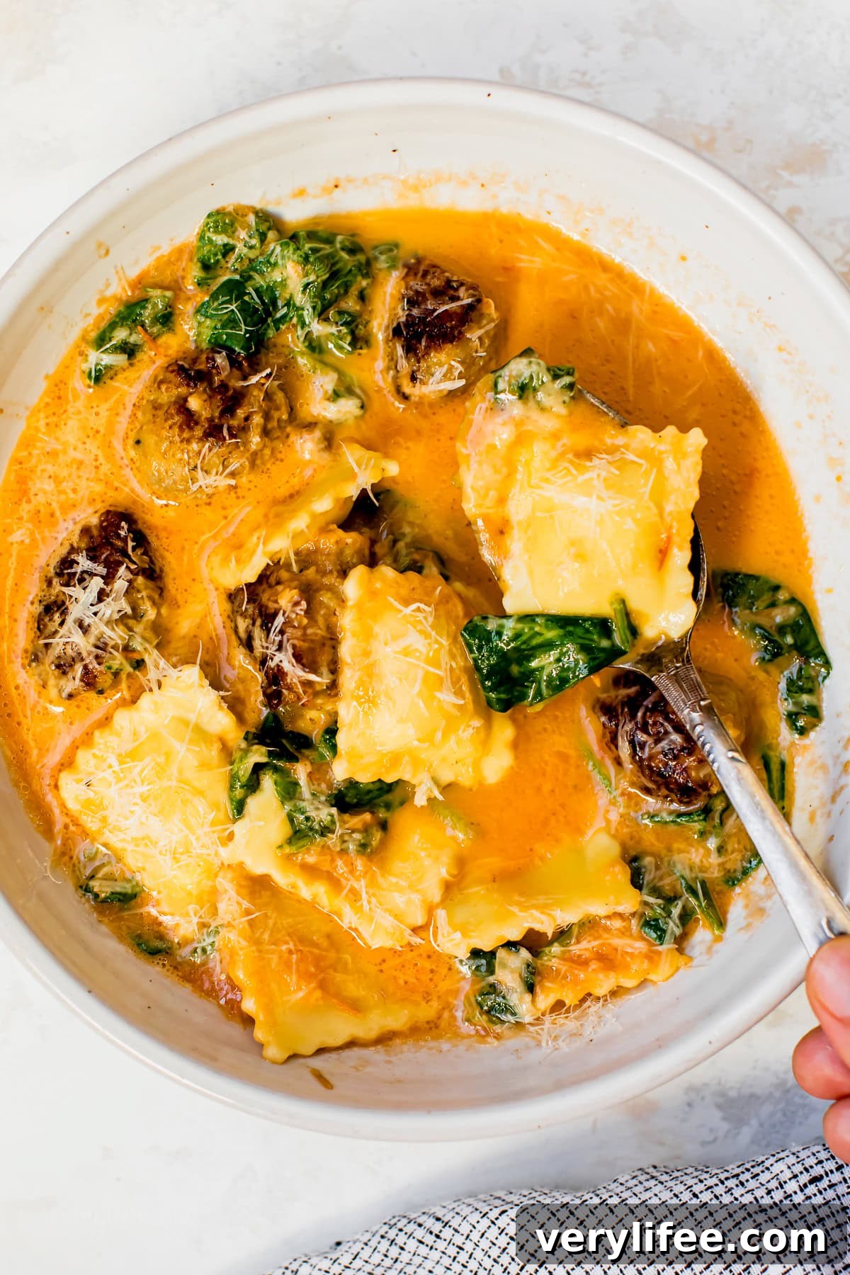 Creamy Tomato and Spinach Ravioli Soup 2 Ravioli Soup