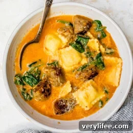 Creamy Tomato and Spinach Ravioli Soup 17 Ravioli Soup with Sausage