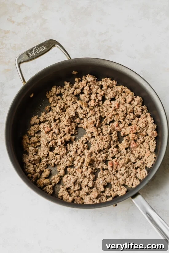 Ground Beef Bibimbap: One-Skillet Korean Bowl 7 Brown the ground beef