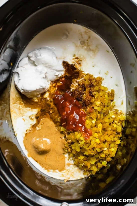 Peanut Chicken ingredients in slow cooker