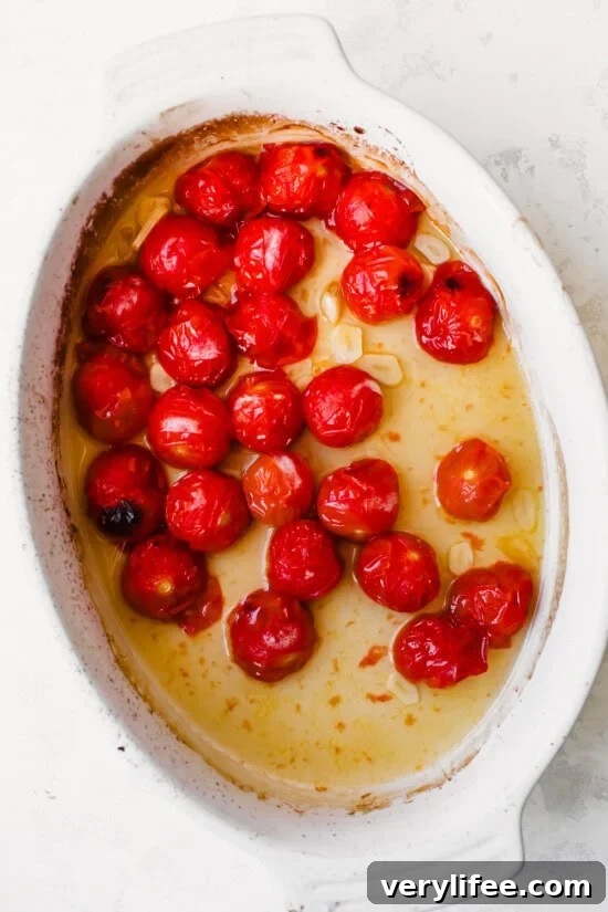 Creamy Whipped Ricotta Caprese Dip with Cherry Tomatoes 6 roast the tomatoes