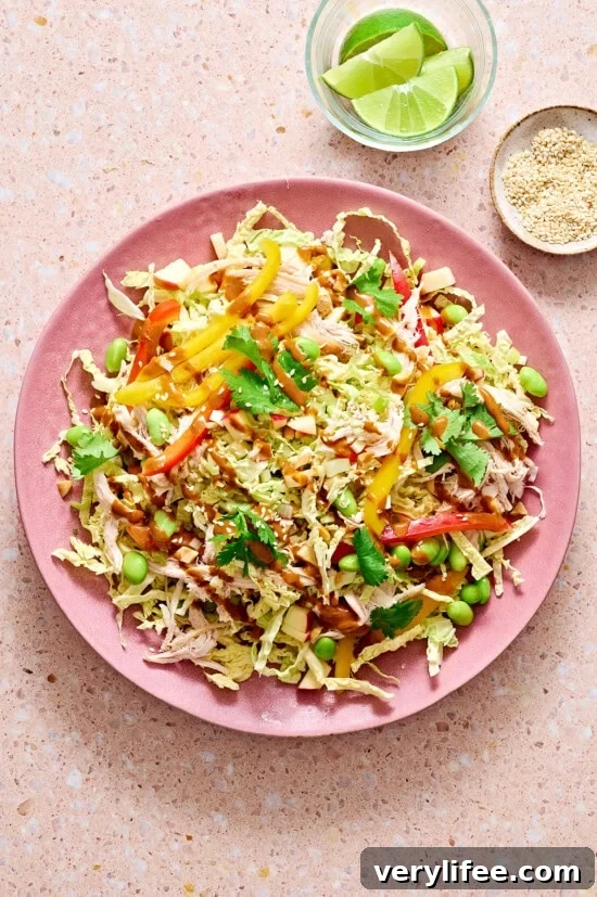 Thai-Inspired High-Protein Chicken Salad 11 top salad with peanut lime dressing
