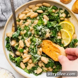 Kale and Spinach Beans Recipe: Hearty Greens Bowl 11 Beans and Greens (Cannellini Beans with Kale + Spinach)