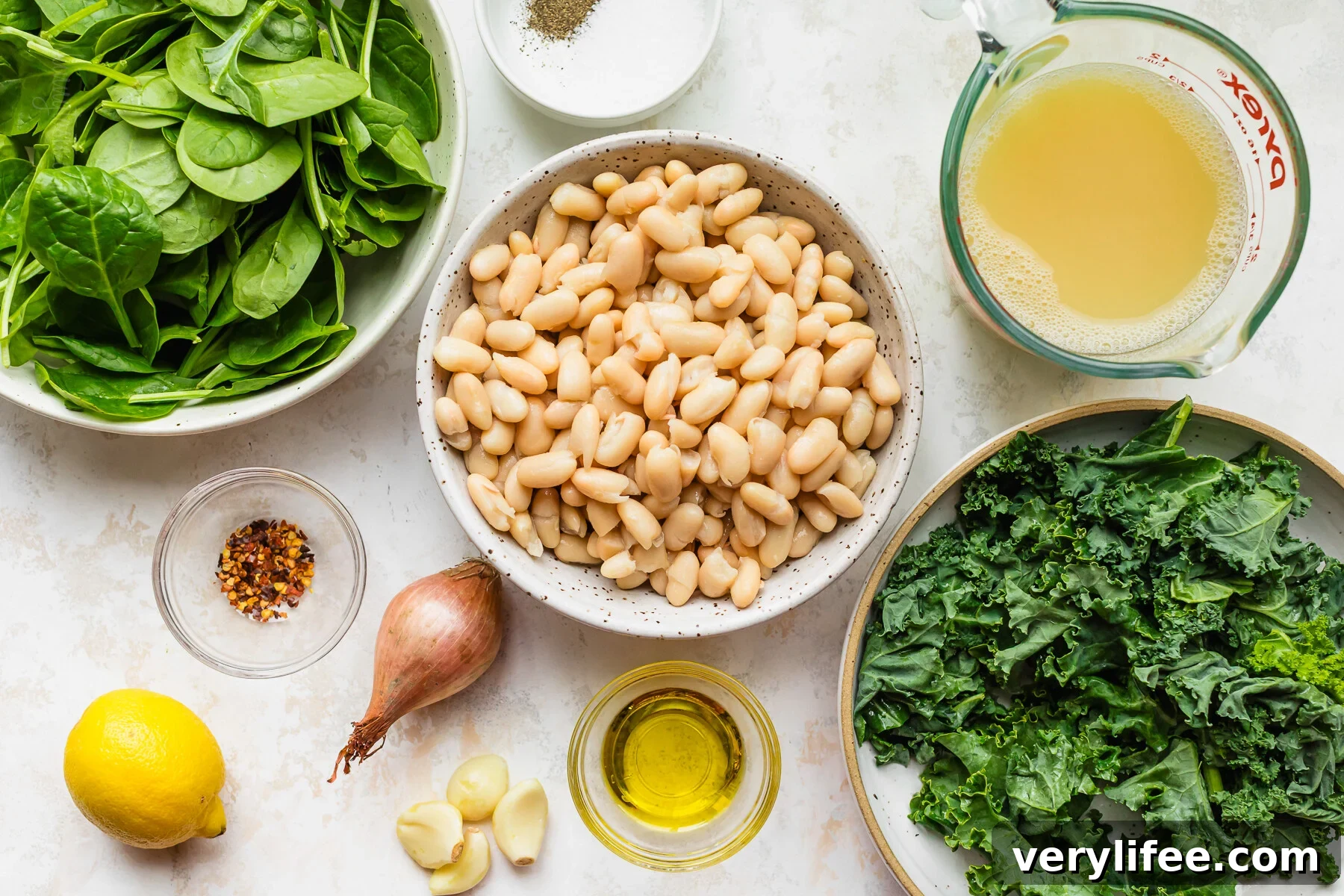 Kale and Spinach Beans Recipe: Hearty Greens Bowl 5 Beans and Greens (Cannellini Beans with Kale + Spinach)
